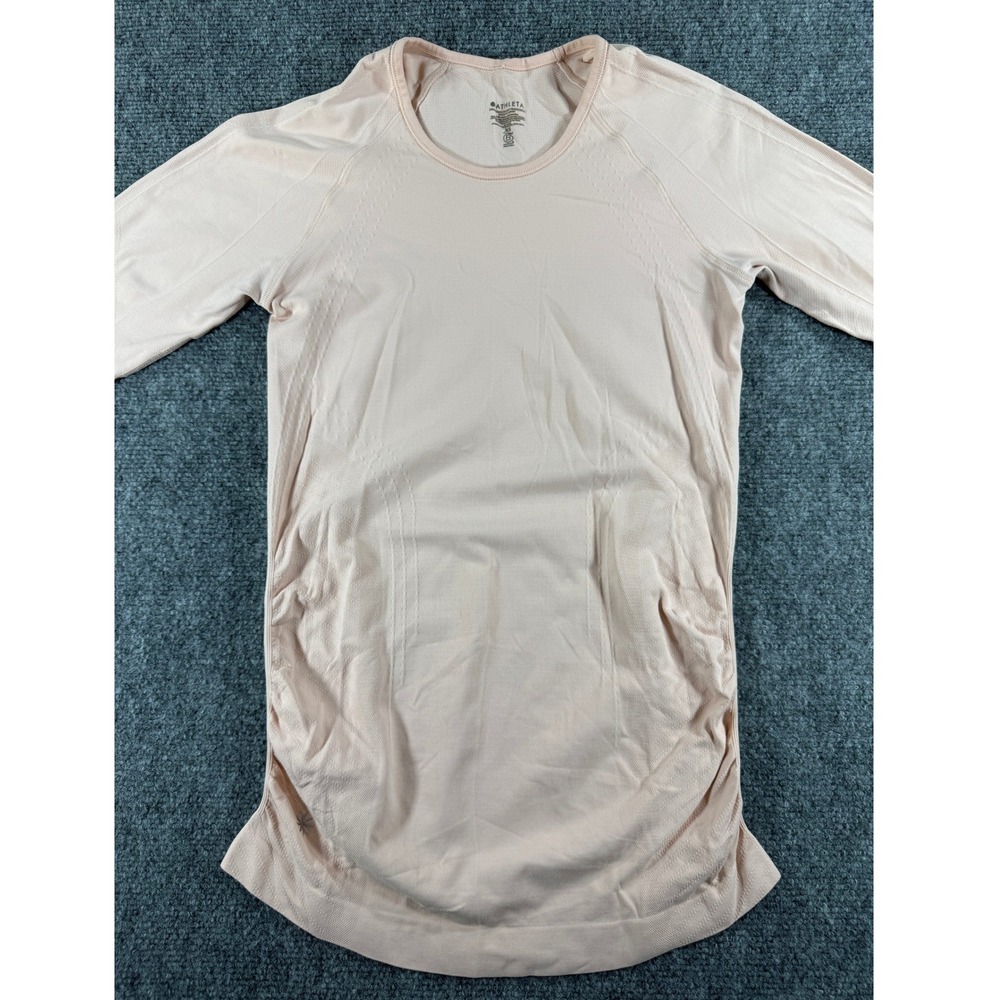 Athleta Speedlight Top Women XS Pink Excellent Seamless Long Sleeve Ruched